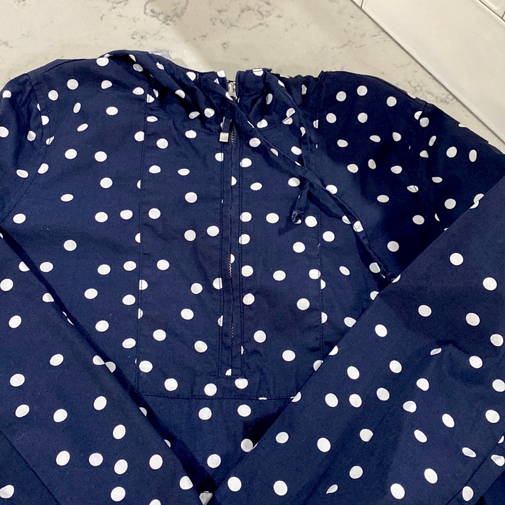 Navy Polka dot half zip pullover hoodie. Great condition. Size Small.